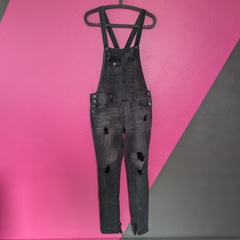 Grey Distressed Overalls